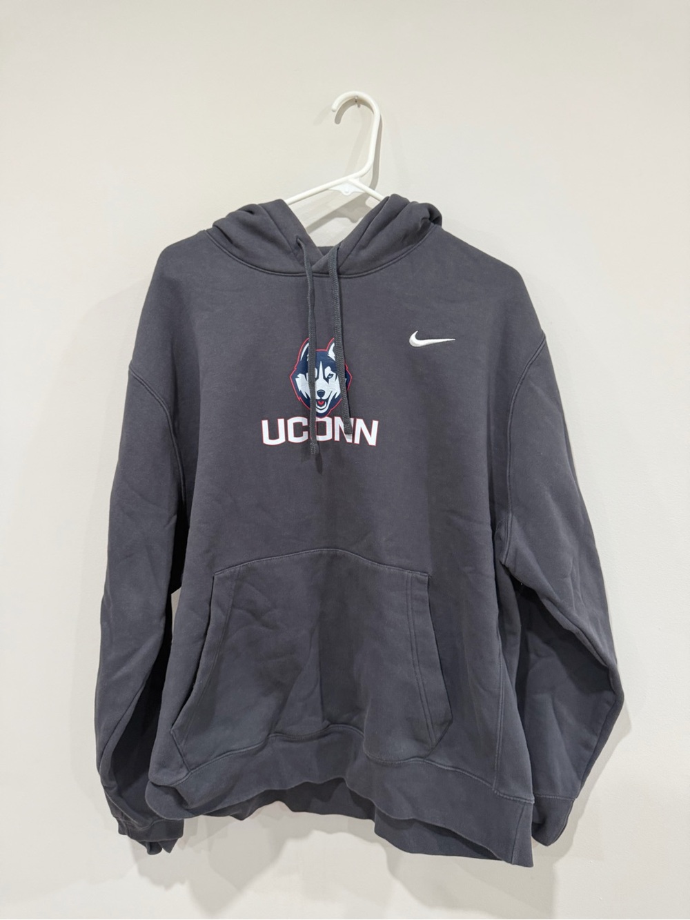 Nike Charcoal Gray UCONN Huskies Hoodie with Logo